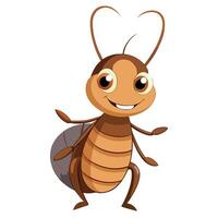 Cheerful cartoon cockroach illustration cute smiling insect character on white background vector