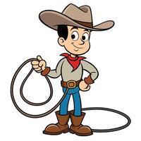Cartoon cowboy with lasso isolated on white illustration character design vector