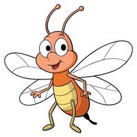 Friendly cartoon firefly insect character illustration isolated on white background for childrens design vector