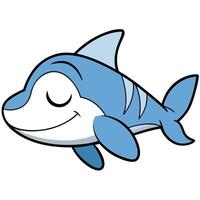 Smiling blue cartoon shark illustration isolated on white background for kids and animation projects vector