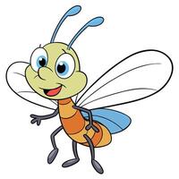 Cute cartoon bug character with big eyes and friendly smile isolated on white background vector