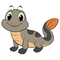 Cute cartoon salamander illustration with big eyes and smiling expression isolated on white vector