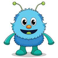 Cute cartoon blue monster illustration for childrens designs and illustrations vector