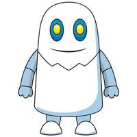 Cartoon illustration of an eggshell character with big eyes and smiling face vector