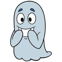 Cute friendly cartoon ghost character with big eyes and a toothy grin vector