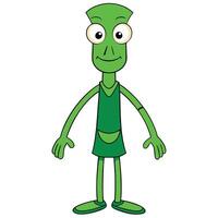 Cartoon character of a friendly green alien standing on a white background vector