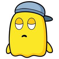 Yellow blob character with a cap depicting disappointment and unamusement vector