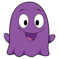 Cartoon purple ghost character with happy expression perfect for halloween designs vector