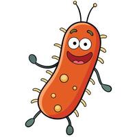 Cartoon germ character illustration of bacteria microbe with happy smiling face vector