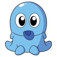 Cute blue cartoon blob character with tongue out for creative design projects vector