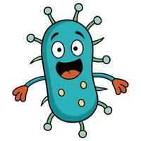 Cute cartoon bacteria character illustration with a big smile and happy expression vector