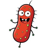 Cartoon illustration of funny red bacteria or germ with cheerful expression vector