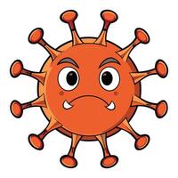 Cartoon coronavirus illustration with a grumpy face and sharp teeth vector