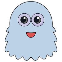 Cute cartoon ghost character with googly eyes and a smiling face vector