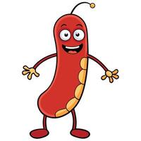 Happy cartoon creature character smiling and waving on white background vector