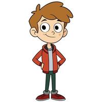 Cartoon boy character standing with hands on hips isolated on white vector