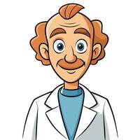 Cartoon scientist illustration of a man in lab coat with friendly expression vector