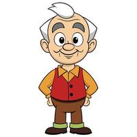 Cartoon character of a smiling senior man with a red vest vector