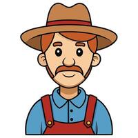 Cartoon farmer character wearing hat and overalls illustration cute farming mascot design vector