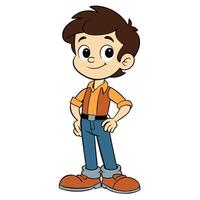 Cartoon boy standing confidently full length character illustration with smiling face vector