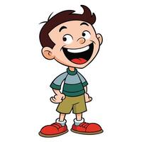 Cartoon illustration of a happy boy smiling with joyful expression vector