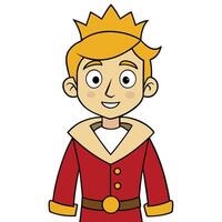 Cartoon portrait of a smiling prince with a crown on a white background vector