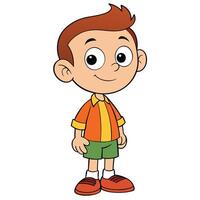 Cartoon illustration of a young boy standing with a cheerful expression vector