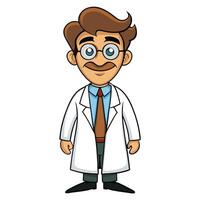 Cartoon scientist character wearing a lab coat isolated on white background vector