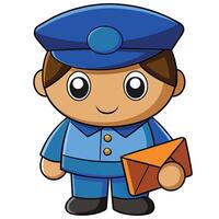 Cartoon postman illustration delivering mail with envelope in hand smiling vector