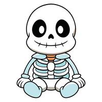 Cute cartoon skeleton character illustration design for halloween theme vector
