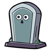 Cartoon tombstone character with eyes and nose on white background vector