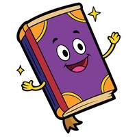 Cartoon magic book character with friendly expression and star embellishments vector