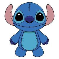 Cute cartoon alien illustration lilo and stitch character design isolated vector
