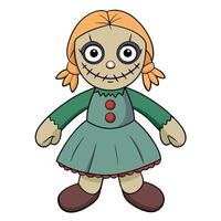 Cartoon rag doll with stitched mouth and button eyes illustration vector