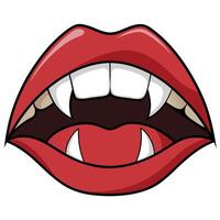Cartoon vampire mouth with fangs open expression illustration for halloween vector