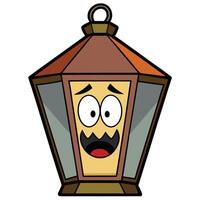Cartoon lamp character with funny face expression illustration vector
