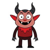 Cartoon smiling devil with horns and red skin illustration vector