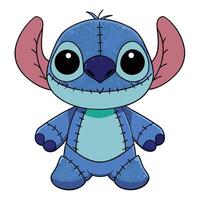 Cute cartoon alien character with stitches and large ears design vector