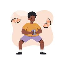 Boy sharpening pencil with manual sharpener and shavings flying in playful activity indoors vector