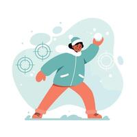 Child Playing Snowball in Winter Jacket with Snow in Background and Target Circles Seasonal Activity vector