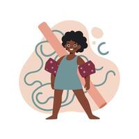 Child playing with maze puzzle toy wearing floaties in summer activity indoors vector