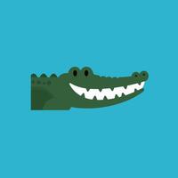 Crocodile head with toothy smile on blue background illustration in flat design style vector