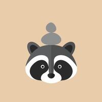 Minimalist raccoon face illustration with neutral beige background in simple geometric style for children and design projects vector
