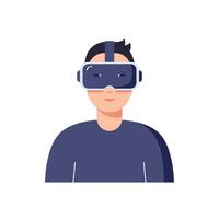 Man Wearing Virtual Reality Headset Immersed in Digital Experience Technology and Innovation Illustration vector