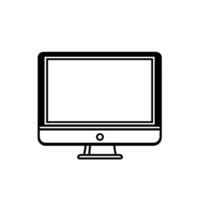 Flat Monitor Line Art Design Element with Clean Style vector