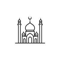 Hand-Drawn Mosque Icon Line Design Element with Clean Style vector