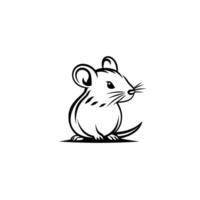 Flat Rat logogo Line Illustration with Subtle Texture vector