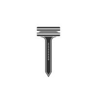 Hand-Drawn Razor Blade logogo Isolated Clipart with Subtle Texture vector