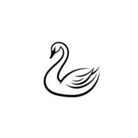 Minimalist Swan logogo Line Isolated Clipart with Subtle Texture vector