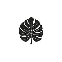 Soft Monstera Leaf logogo Graphic Template on White Background vector